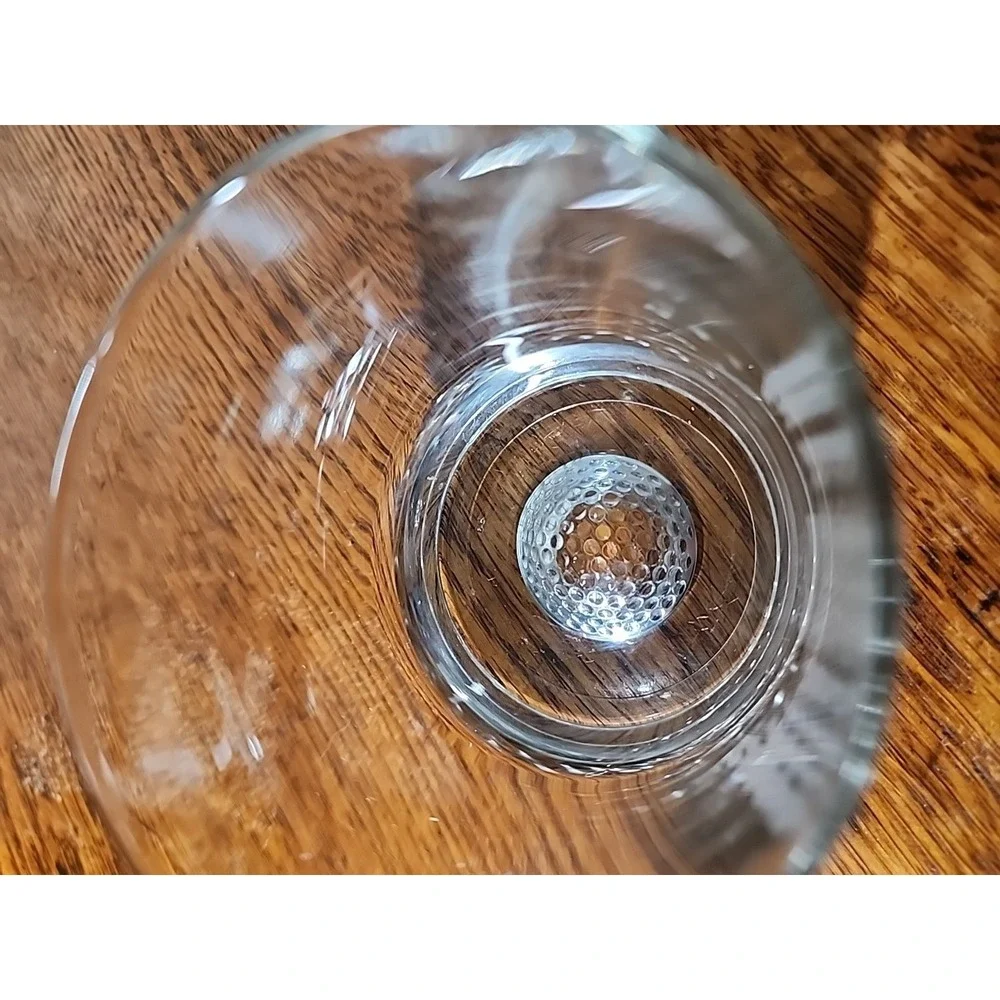 JIM BEAM GOLF BALL IMPRESSED LOW BALL HEAVY BAR GLASS